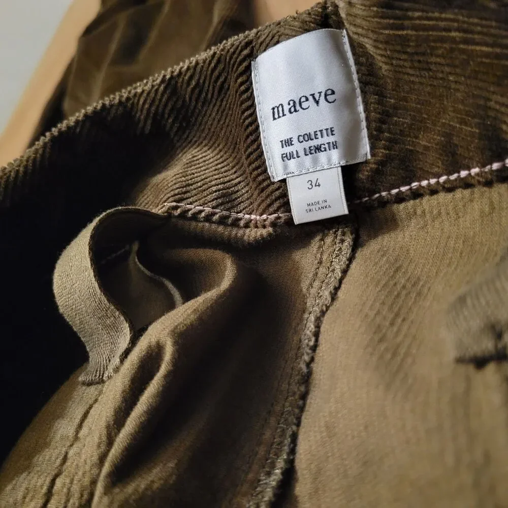 Anthropologie Maeve The Colette Wide Leg Velvet Corduroy Brown Pants 34 Women's - Picture 7 of 15